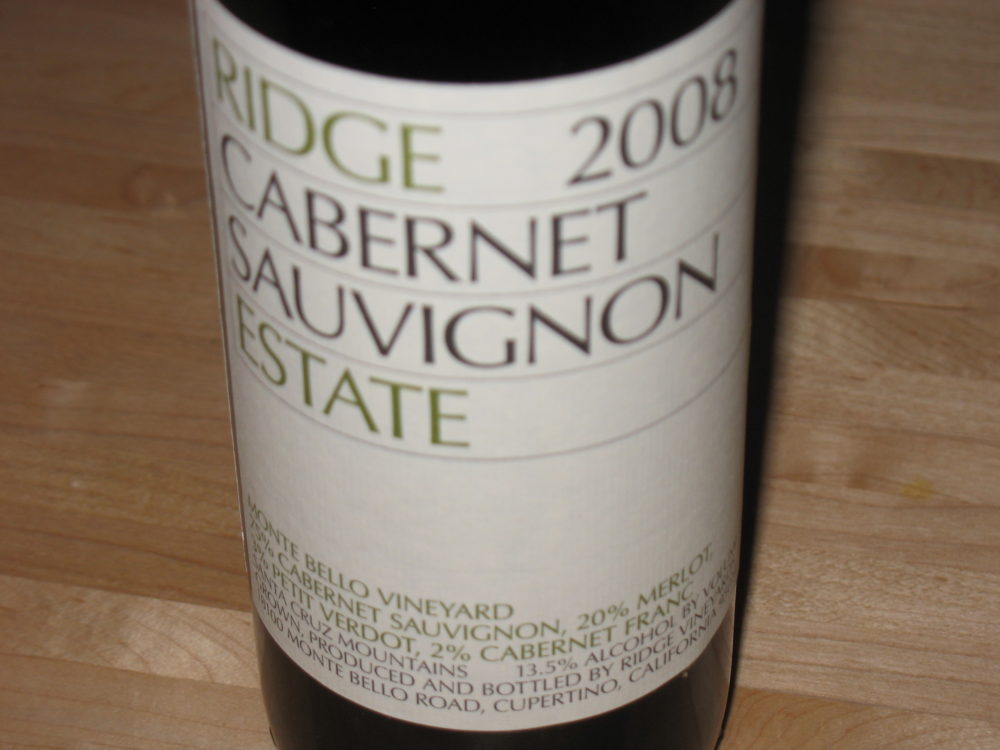 2008 Ridge Estate Cabernet Sauvignon